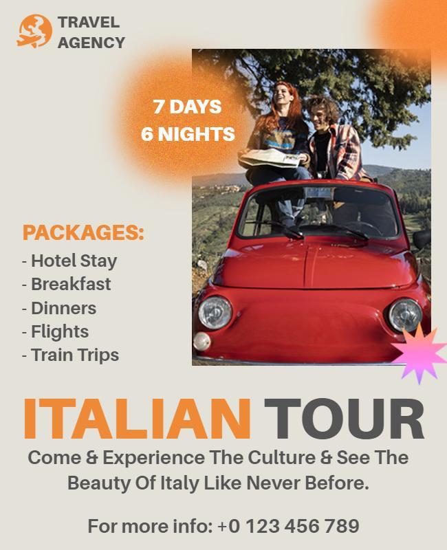 Italian Travel Tour Package Flyer Template