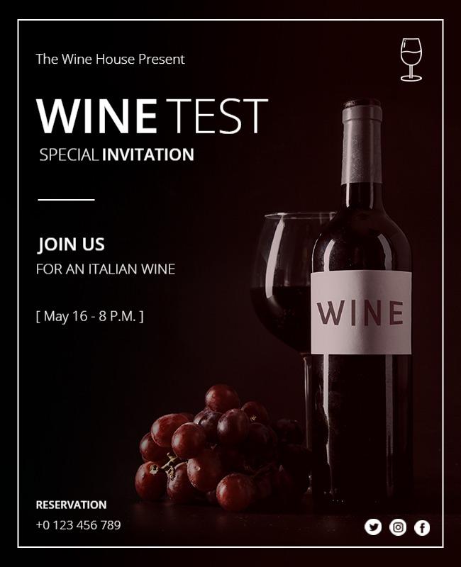 Italian Wine Tasting Invitation Flyer Template