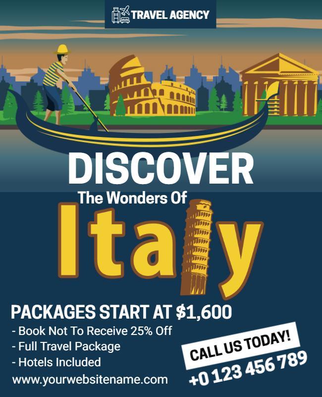 Italy Travel Promotion Flyer Template