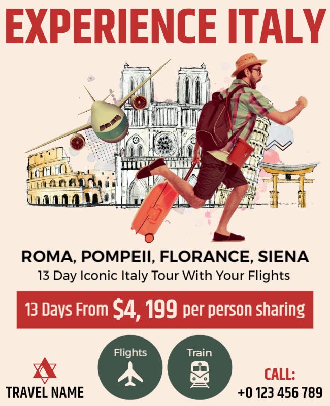 Italy Travel Tour Promotion Flyer Template