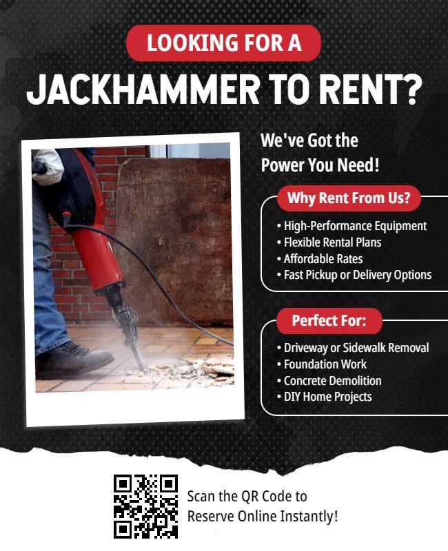 Jackhammer Rental Service Promotion Flyer Template