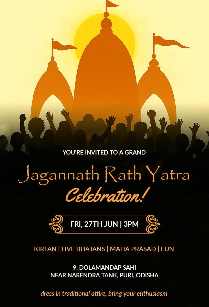 Jagannath Rath Yatra Festive Celebration Invitation Template