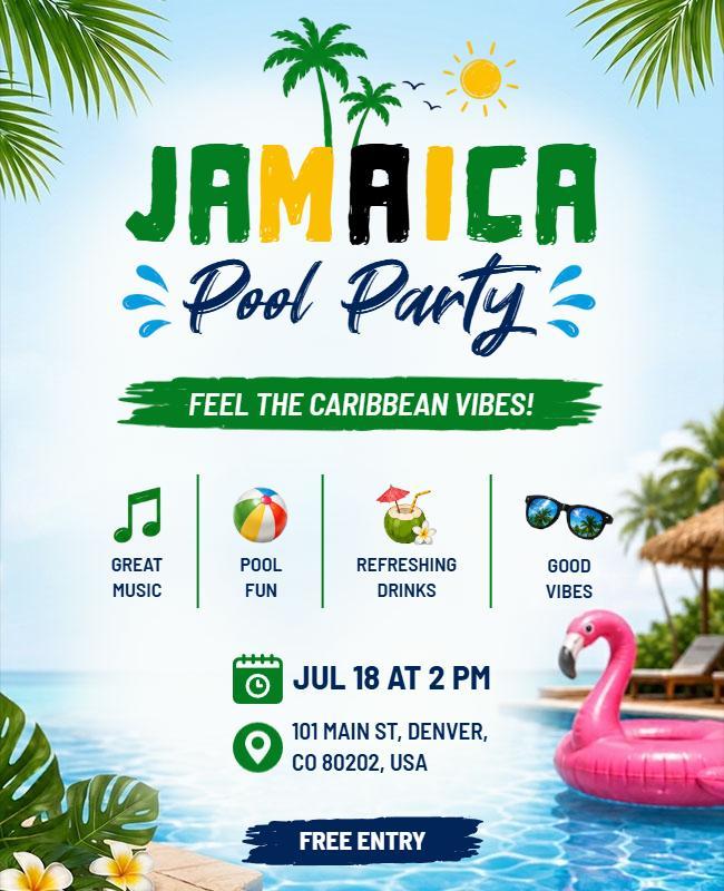 Jamaica Pool Party Flyer Template