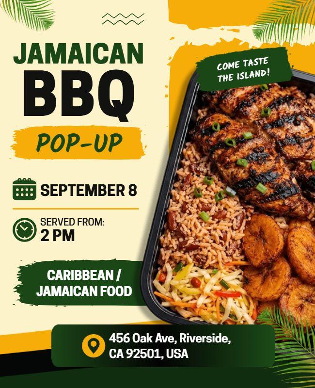 Jamaican BBQ Caribbean Food Pop-up Flyer Template