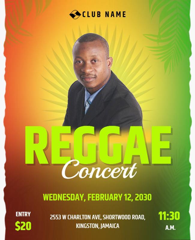 Jamaican Reggae Concert Event Flyer Template