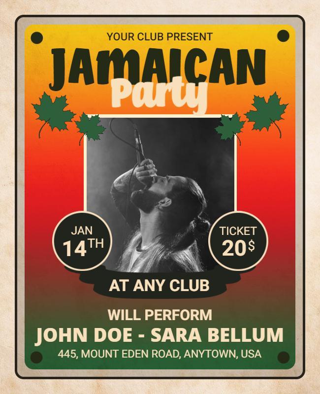 Jamaican Themed Music Party Flyer Template