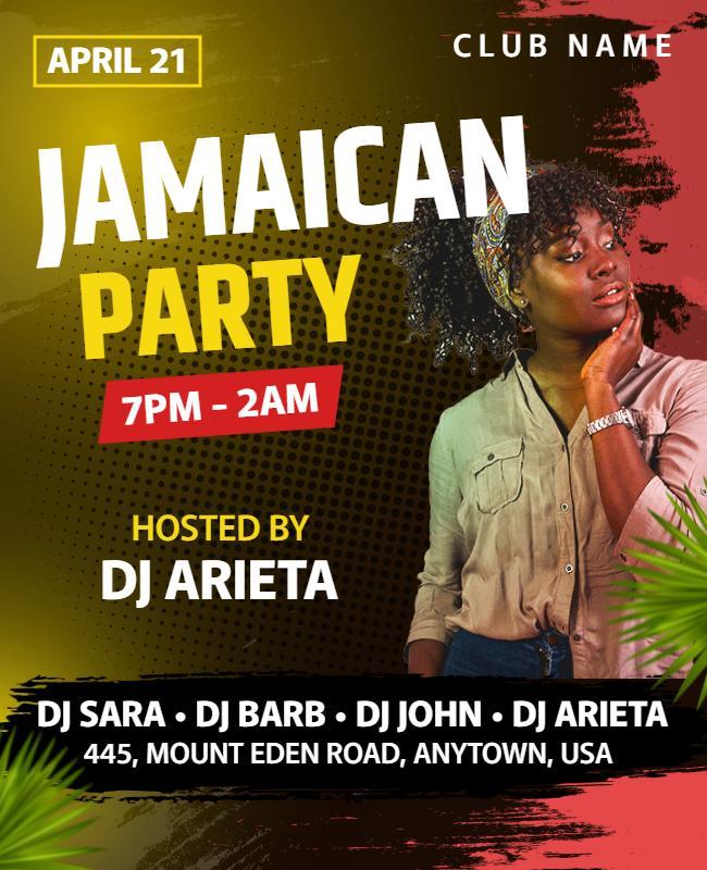 Jamaican Themed Nightclub Party Flyer Template