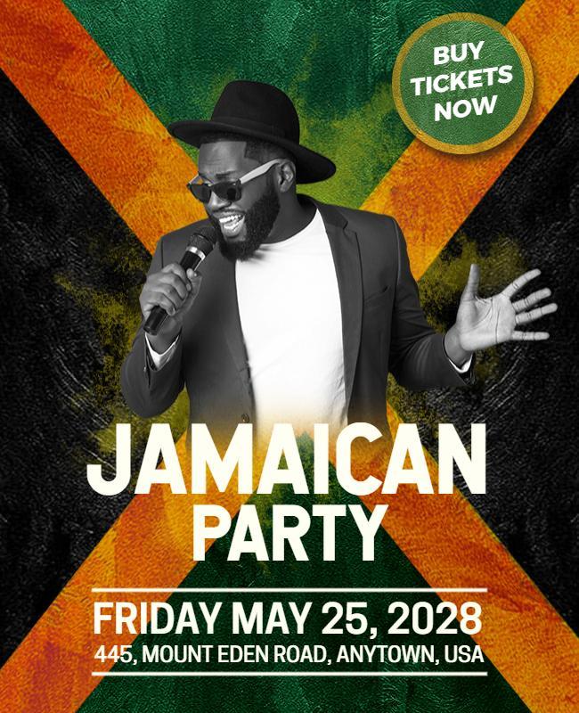 Jamaican Themed Party Invitation Flyer Template