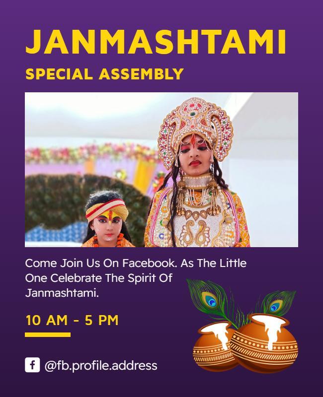 Janmashtami Celebration Special Assembly Flyer Template