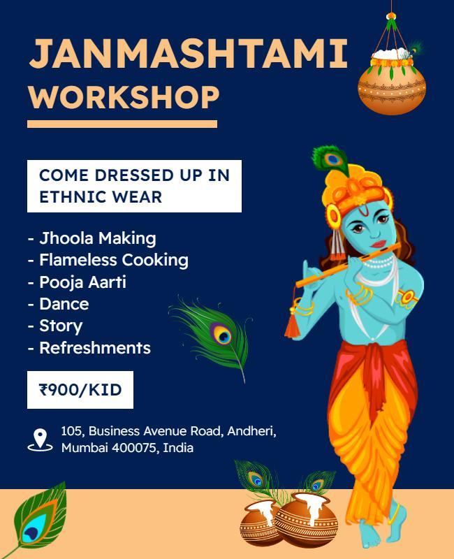 Janmashtami Cultural Workshop Event Flyer Template