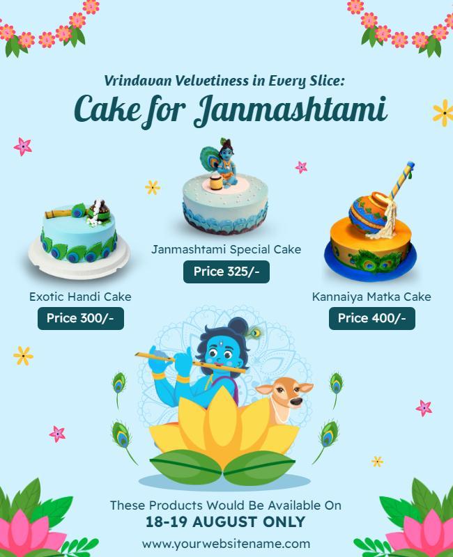 Janmashtami Festival Cake Promotion Flyer Template