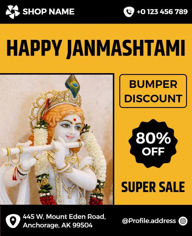 Janmashtami Festival Discount Sale Flyer Template