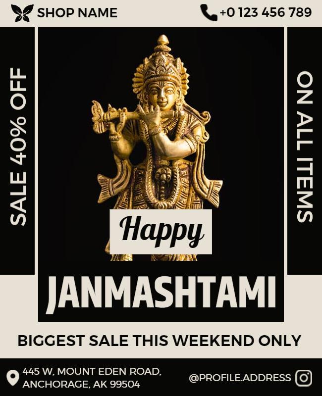 Janmashtami Festival Sale Promotion Flyer Template