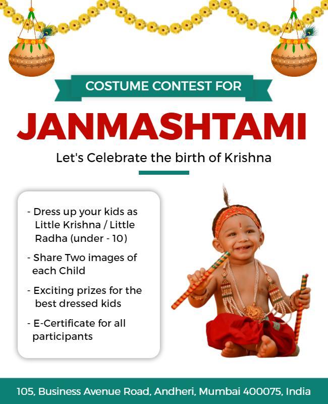 Janmashtami Kids Costume Contest Flyer Template