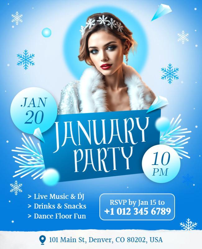 January Party Event Flyer Template