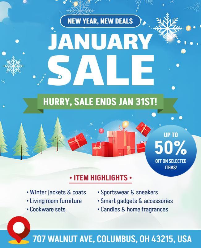 January Sale Promotional Flyer Template