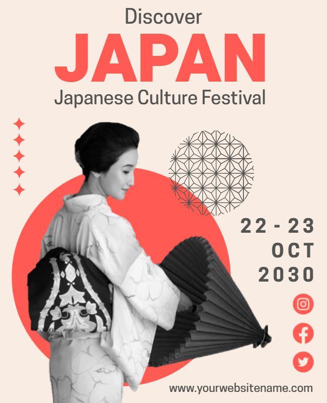 Elegant Japanese Culture Festival with Vintage Style Flyer Template