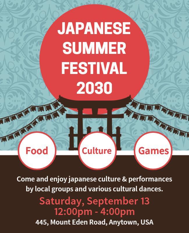 Japanese Summer Festival Cultural Celebration Flyer Template