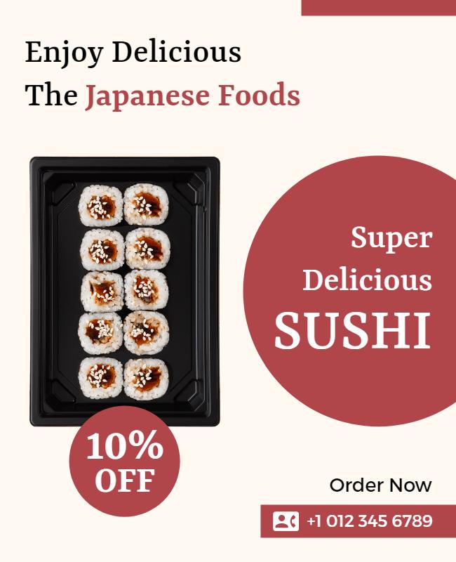 Delicious Minimalist Japanese Sushi Promotion Flyer Template