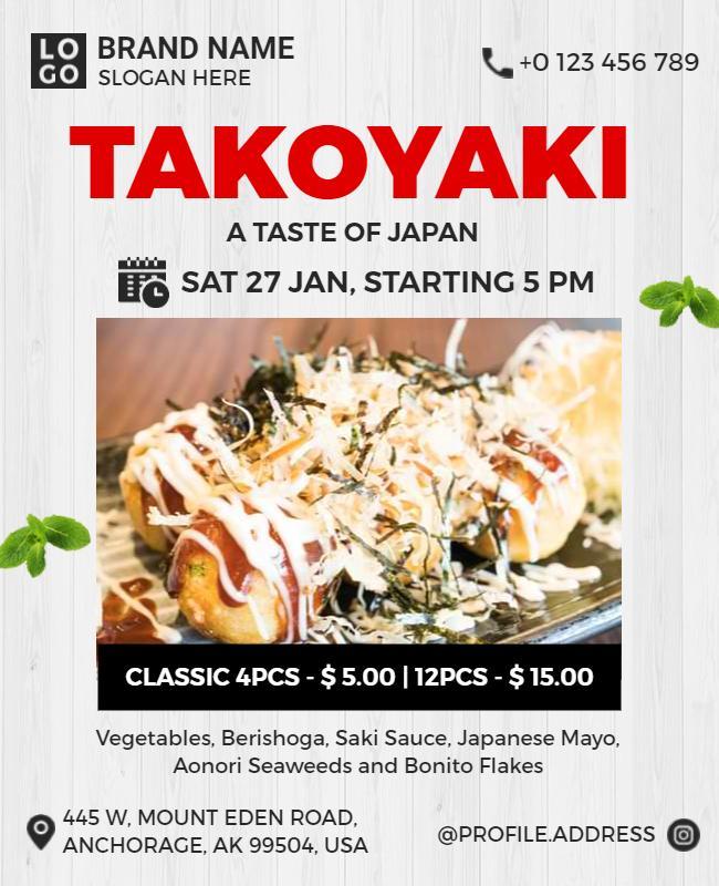 Japanese Takoyaki Tasting Event Flyer Template