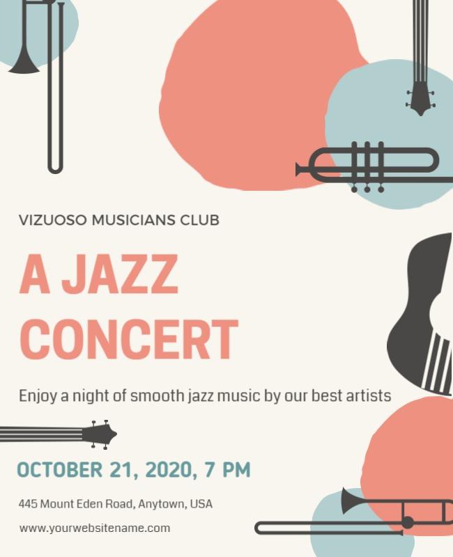 Jazz Concert Event Announcement Flyer Template