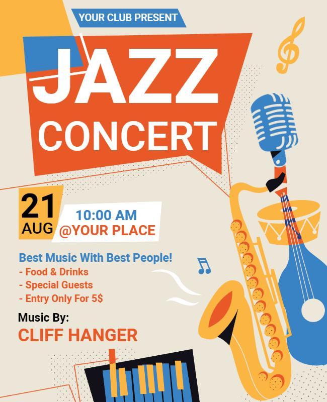 Jazz Concert Event Flyer with Instruments Template