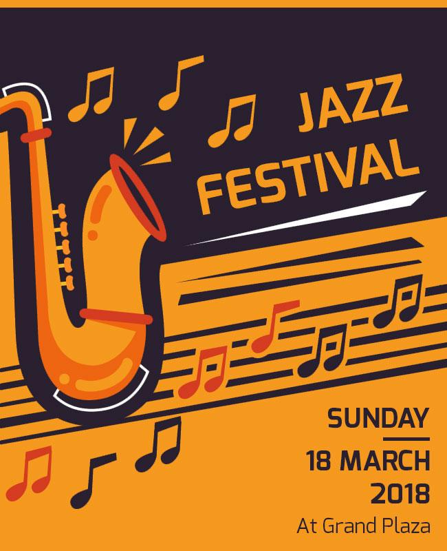 Vibrant Orange Jazz Festival Musical Event Flyer Template