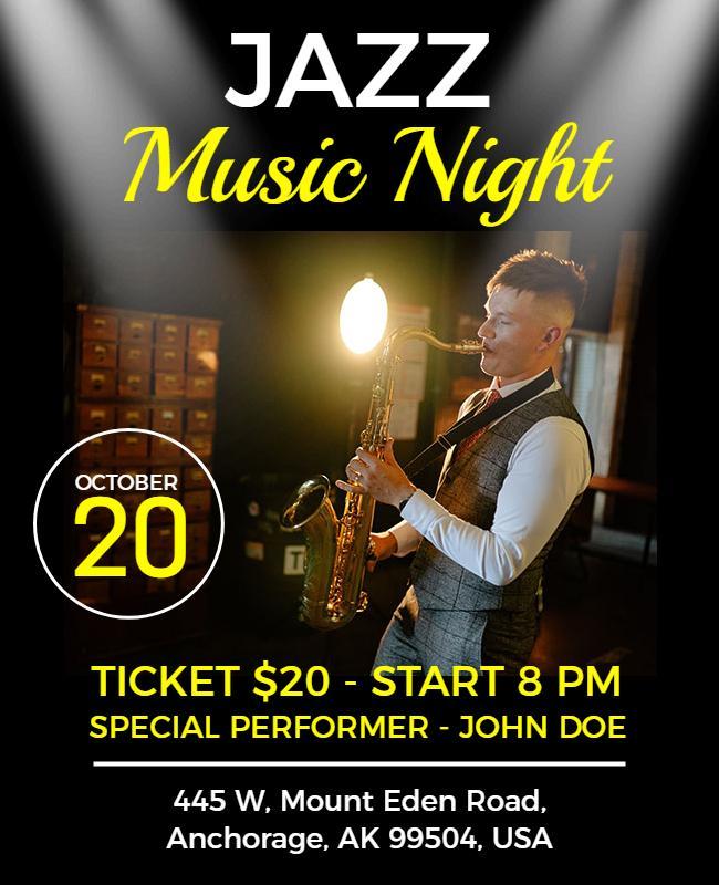 Jazz Music Night Event Flyer Template