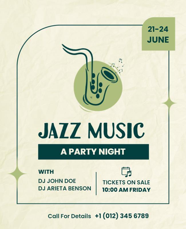 Jazz Music Party Night Flyer Template