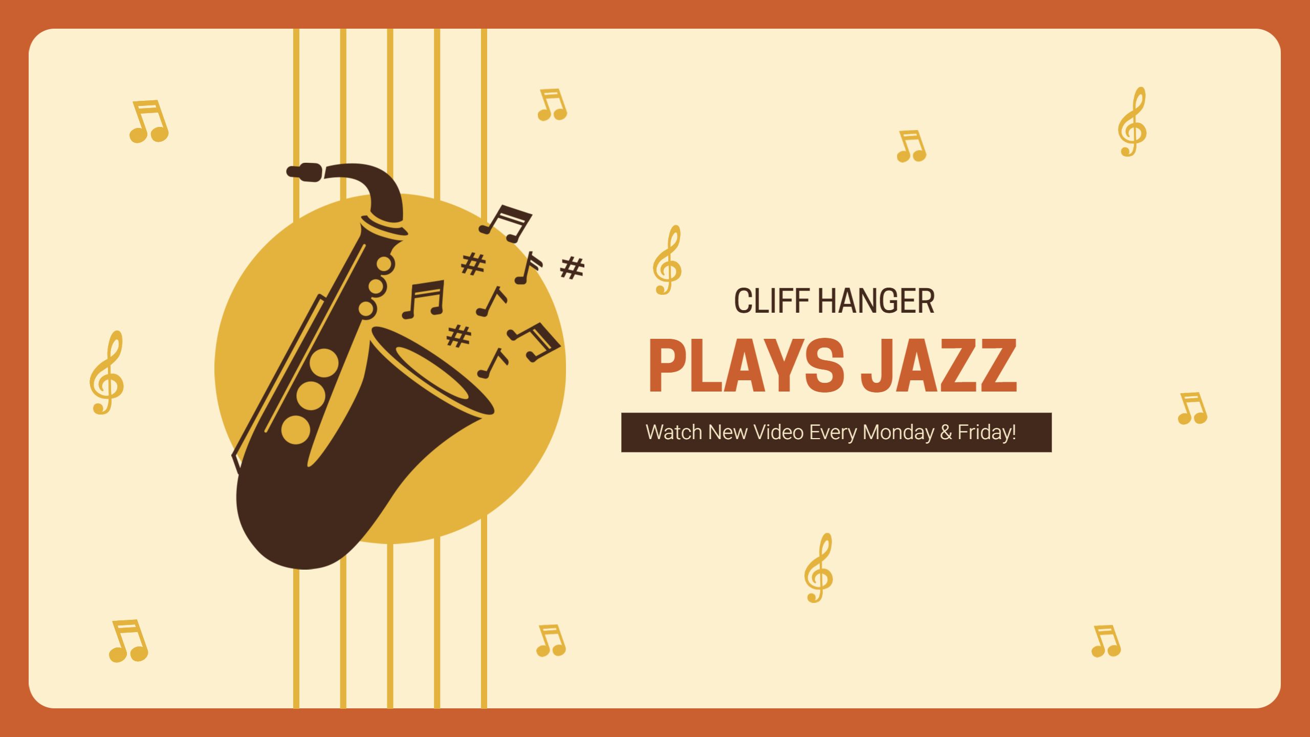 Jazz Music Theme with Saxophone and Notes YouTube Banner Template