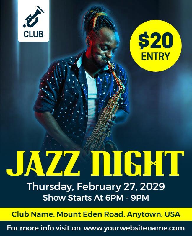 Jazz Night Music Event Flyer Template