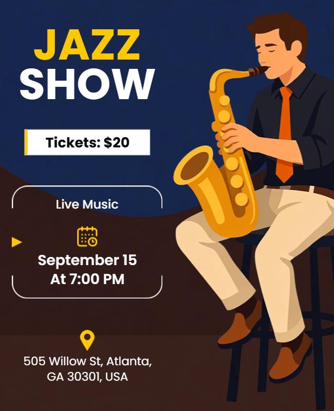 Jazz Show Live Music Event Poster Template
