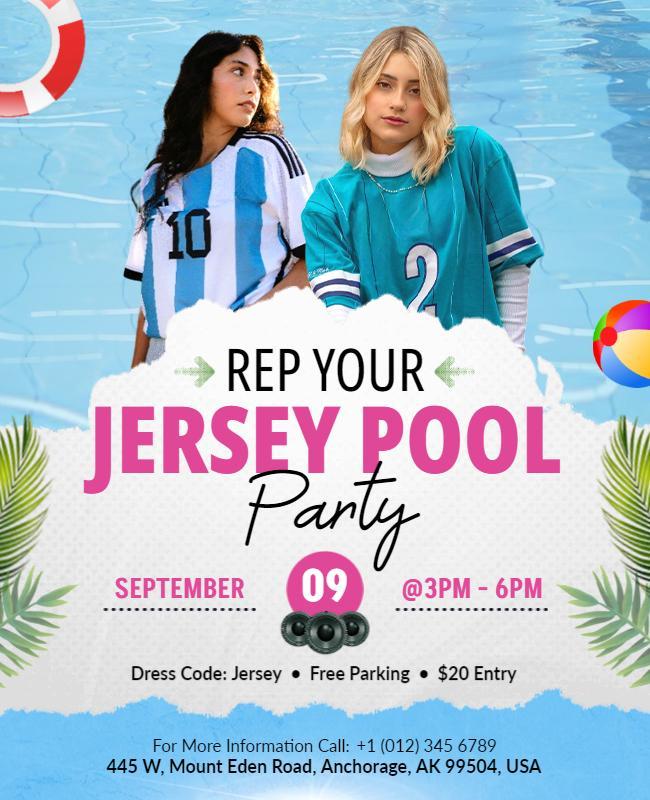 Jersey Pool Party Celebration Flyer Template