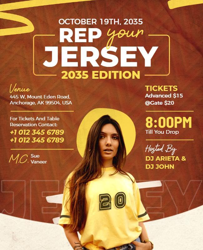 Jersey Themed Music Event Flyer Template