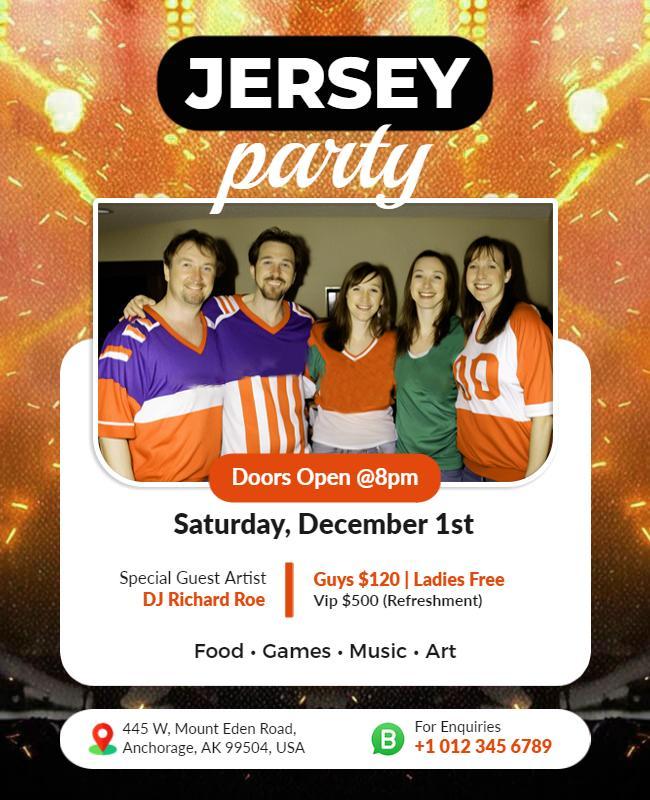 Jersey Themed Party Event Flyer Template