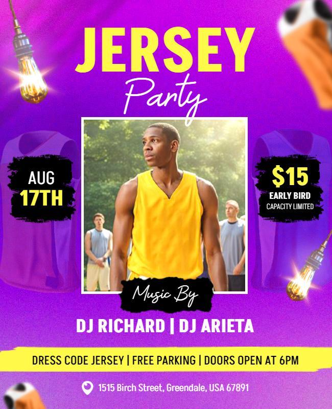 Vibrant Jersey Theme Party Celebration Flyer Template