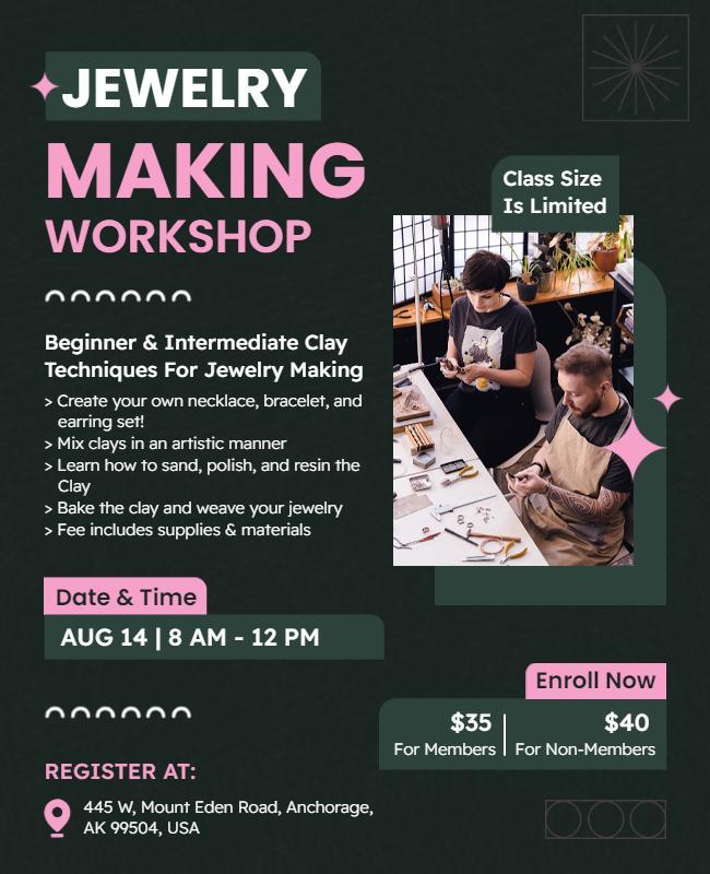 Creative Colorful Jewelry Making Workshop Flyer Template