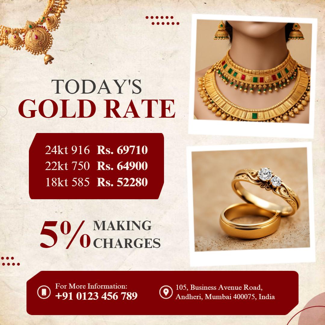 Jewelry Store Gold Rate Promotion Instagram Flyer Template