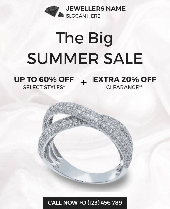 Jewelry Summer Sale Promotional Flyer Template