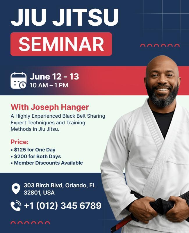 Jiu Jitsu Training Seminar Flyer Template