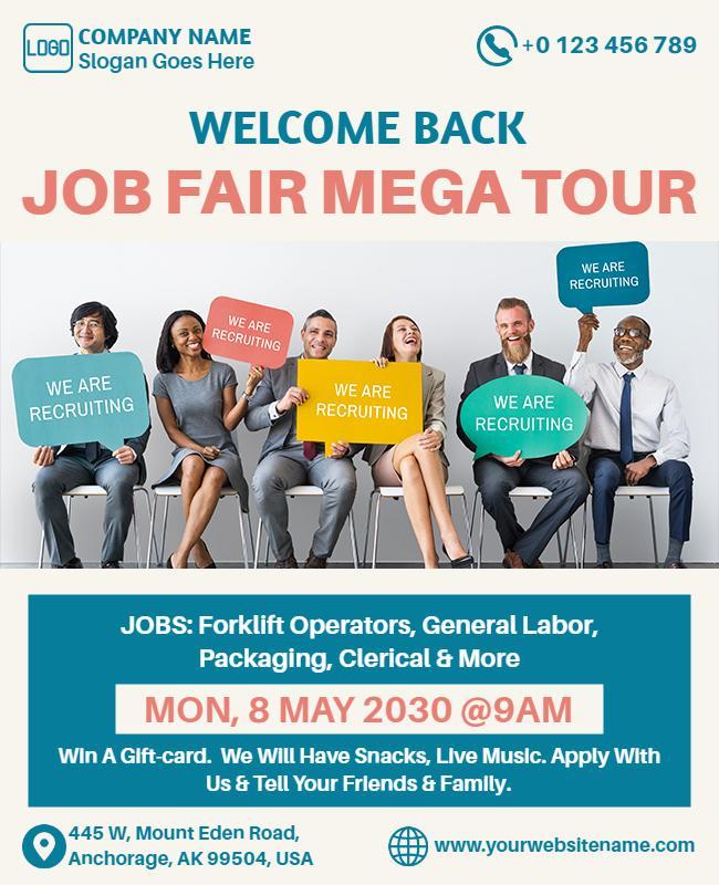 Job Fair Mega Tour Recruitment Flyer Template