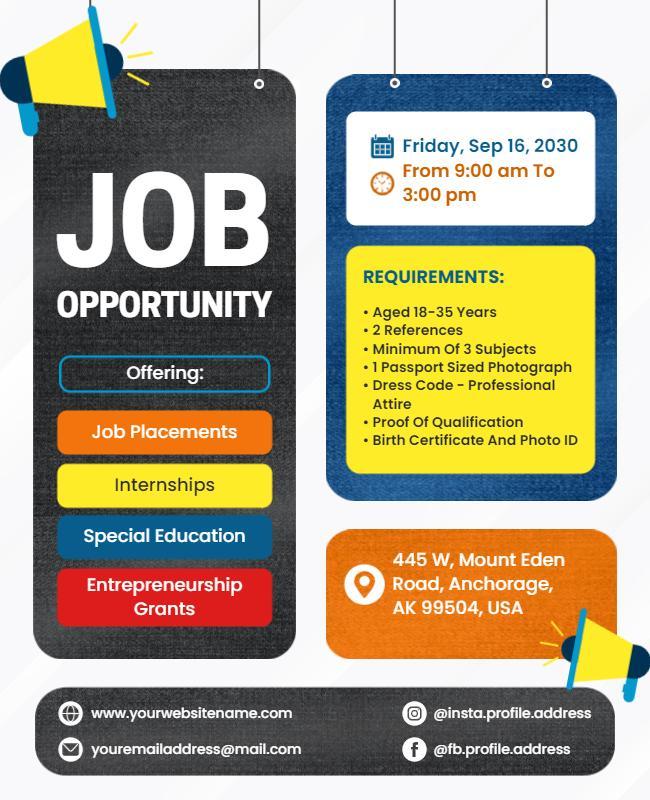 Job Opportunity and Internship Fair Flyer Template