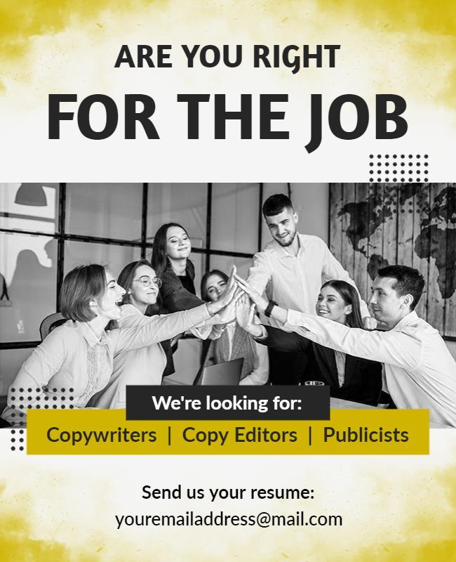 Job Opportunity Recruitment Flyer for Creative Positions Template