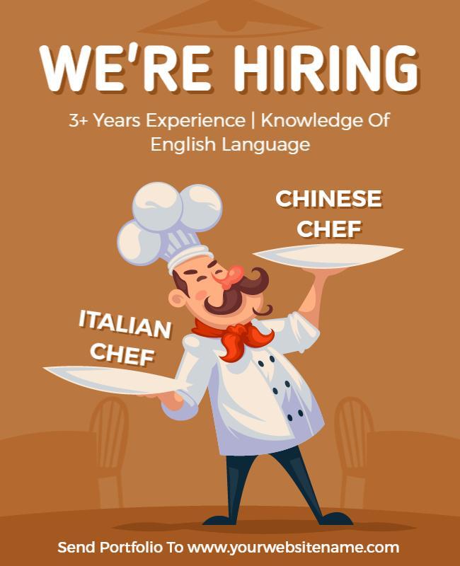 Playful Cartoon Chef Recruitment Job Flyer Template