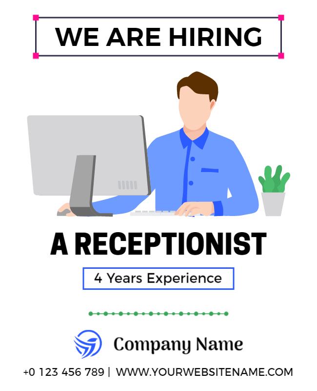 Modern Minimalist Job Opportunity Receptionist Flyer Template