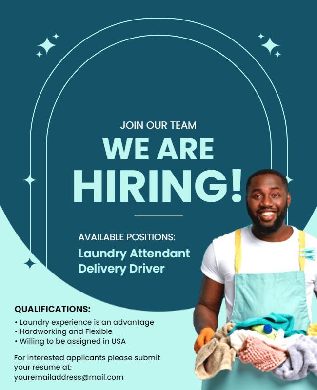 Job Recruitment for Laundry and Delivery Services Flyer Template