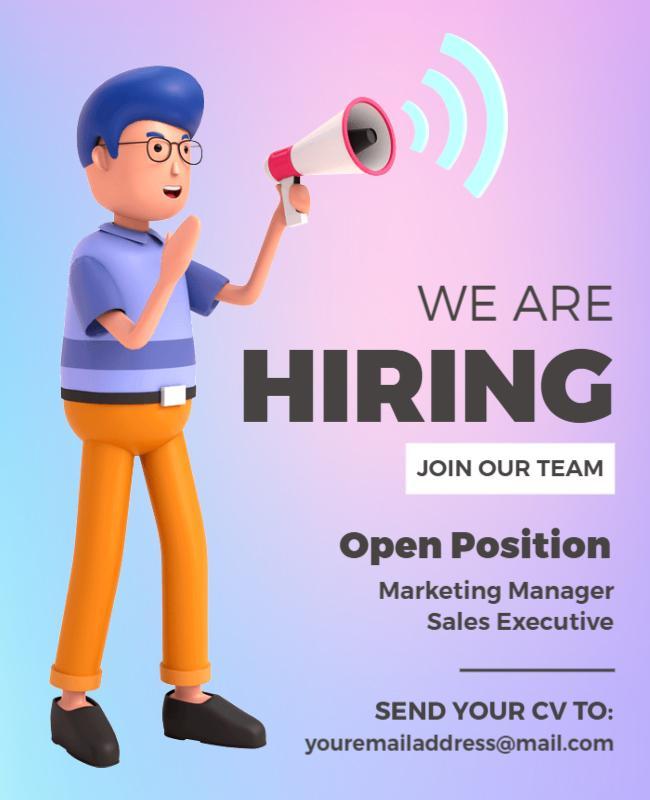 Job Vacancy Announcement for Marketing Team Flyer Template