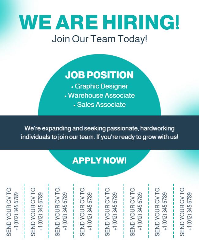 Job Vacancy Hiring Announcement Tear Off Flyer Template