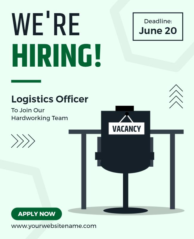 Job Vacancy Hiring Flyer for Logistics Officer Template