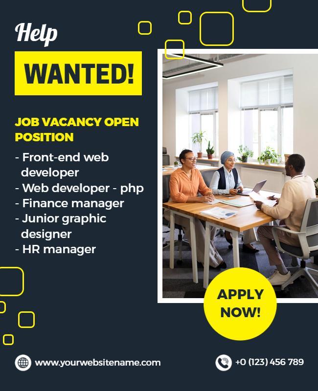 Job Vacancy Positions Open Recruitment Flyer Template